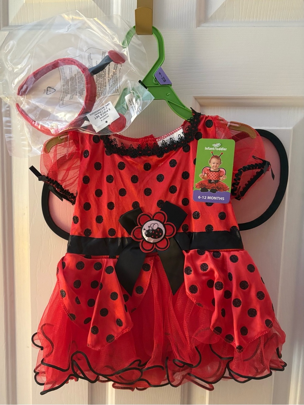 6 - 12 Months Ladybug theme costume Party Dress w wings & headband 3 pcs NWT